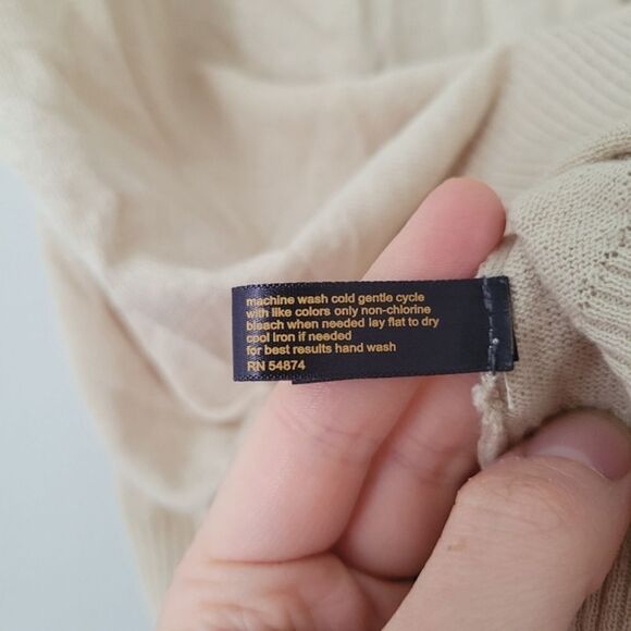 Outback Red Linen Blend Tie Back Tee Beige Black Short Sleeve M Knit - Picture 5 of 7